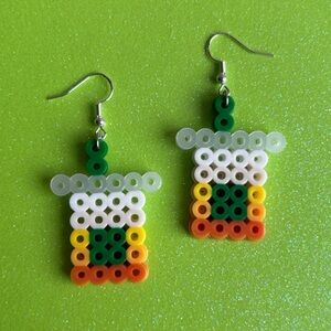 Handmade Latte Coffee Perler Bead Earrings